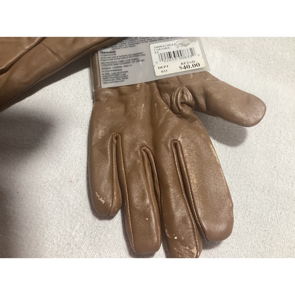 ISOTONER Leather Thinsulate Lined Gloves Womens Size 8.0 Caramel minor scratches - Picture 4 of 6
